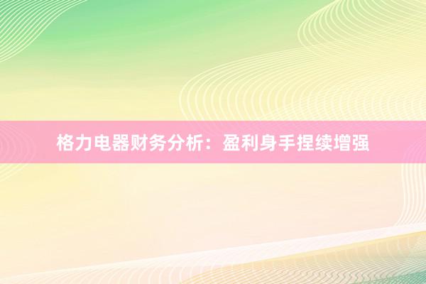 格力电器财务分析：盈利身手捏续增强